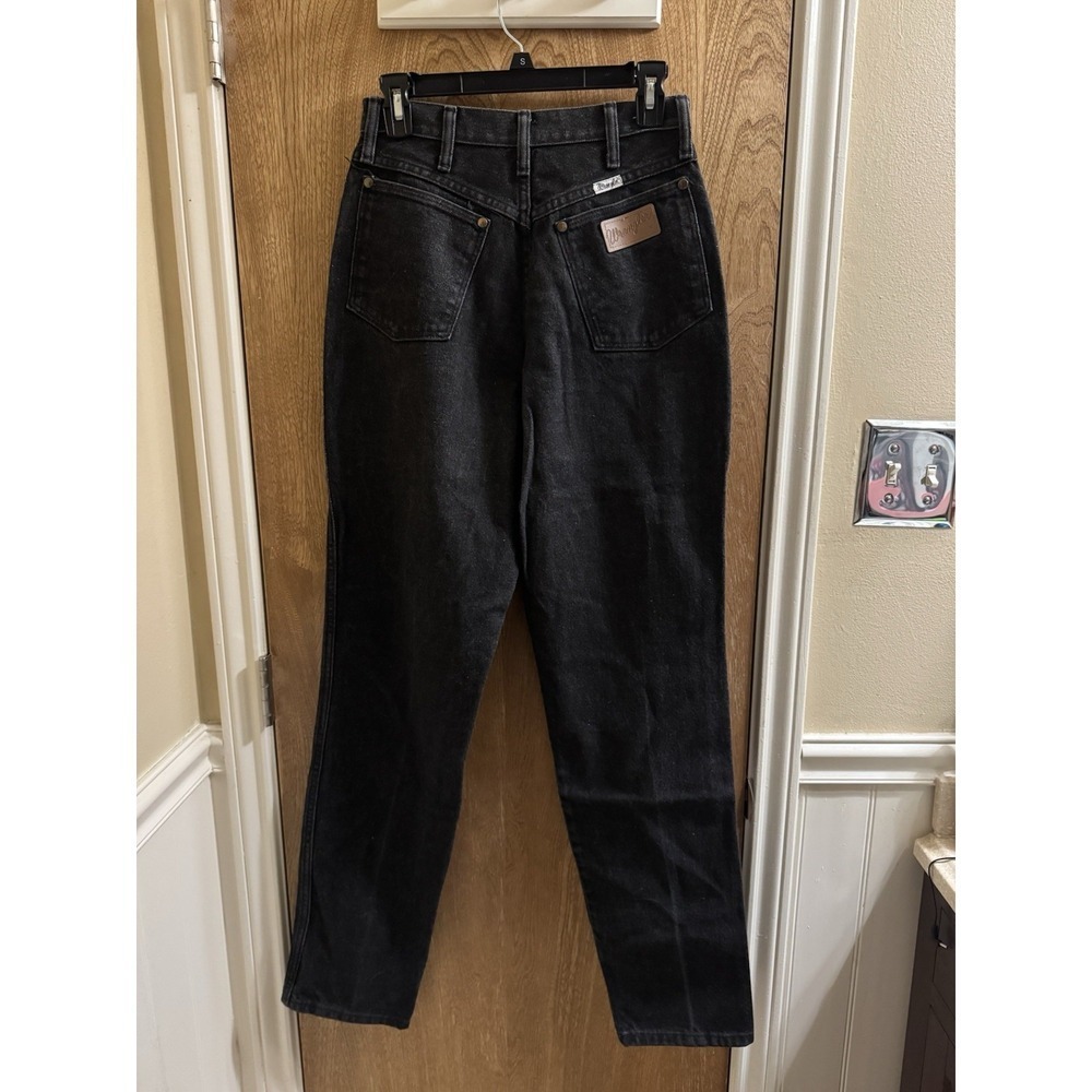 Vintage Wrangler Black Denim Jeans Women's Size 11 34" Long Made In USA Western - Picture 2 of 10